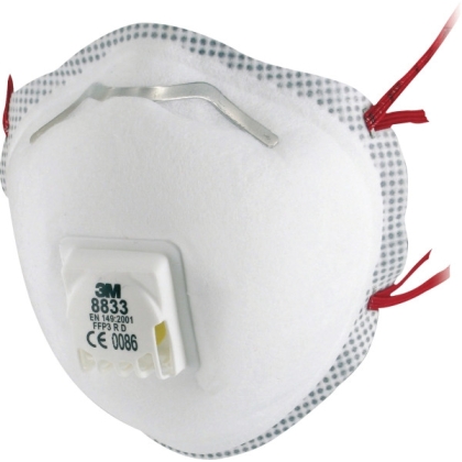 Respiratore 3M 8833, antipolvere, con valvola, bianca, non indossata, serie 8000