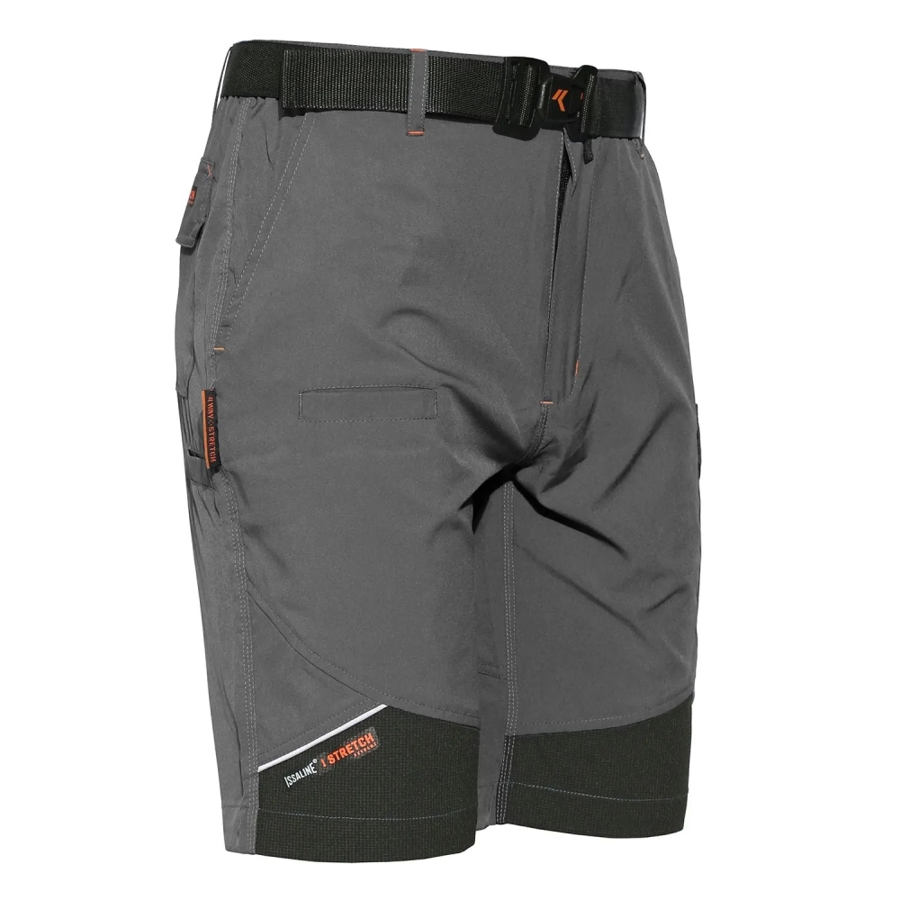 Bermuda ISSA, Stretch Extreme Light, 8836B, colore grigio, Softshell, 6 tasche