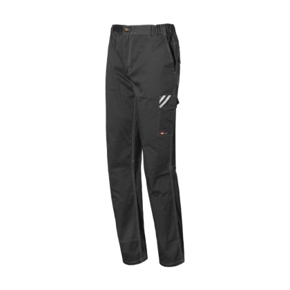 Pantalone ISSA, Stretch Start, 8036B, colore grigio antracite, Stretch, inserti retroriflettenti, 6 tasche