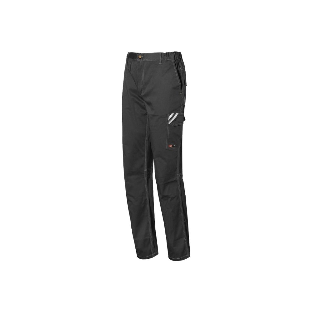 Pantalone ISSA, Stretch Start, 8036B, colore grigio antracite, Stretch, inserti retroriflettenti, 6 tasche