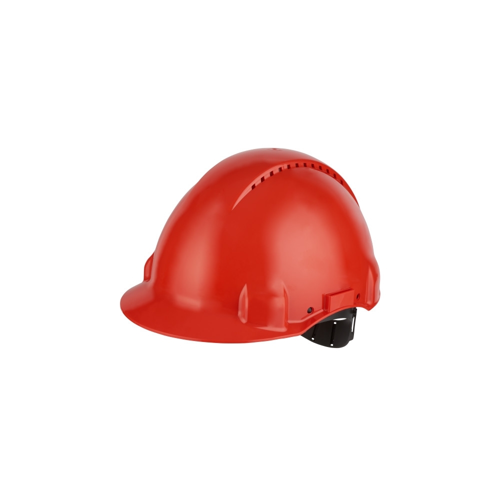Elmetto, 3M, G3000CUV-RD, colore rosso, regolazione con cinturino, ventilato, fascia antisudore in plastica