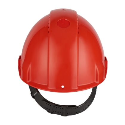 Elmetto, 3M, G3000CUV-RD, colore rosso, regolazione con cinturino, ventilato, fascia antisudore in plastica