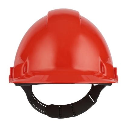 Elmetto, 3M, G3000CUV-RD, colore rosso, regolazione con cinturino, ventilato, fascia antisudore in plastica