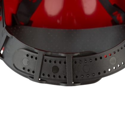 Elmetto, 3M, G3000CUV-RD, colore rosso, regolazione con cinturino, ventilato, fascia antisudore in plastica