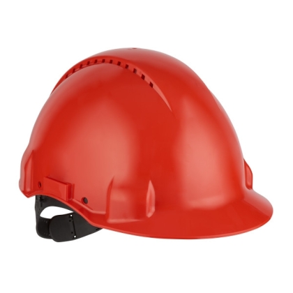 Elmetto, 3M, G3000CUV-RD, colore rosso, regolazione con cinturino, ventilato, fascia antisudore in plastica