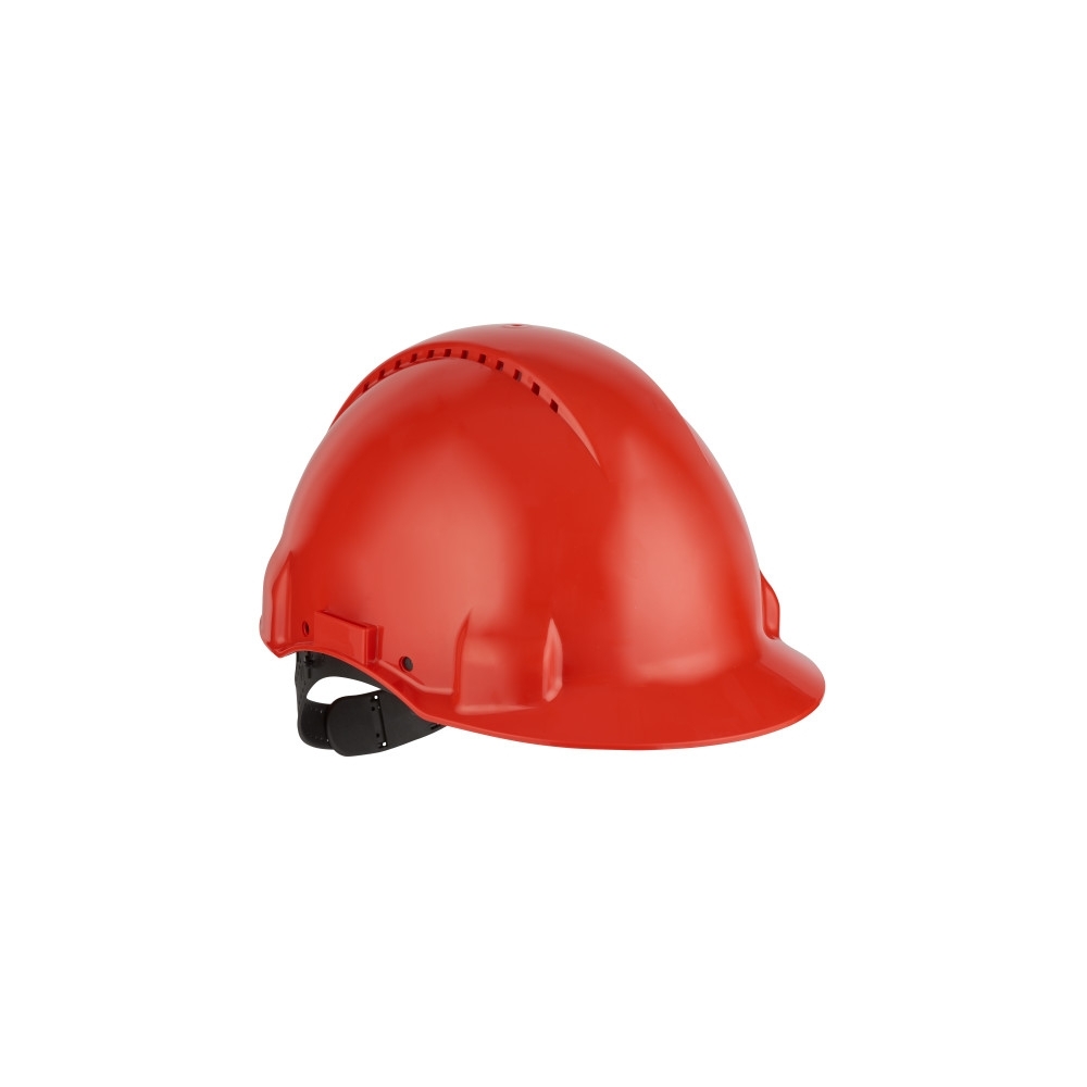 Elmetto, 3M, G3000CUV-RD, colore rosso, regolazione con cinturino, ventilato, fascia antisudore in plastica